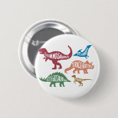 Set silhouettes van verschillende dinosaurussen ronde button 5,7 cm (Voorkant /achterkant)