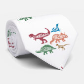 Set silhouettes van verschillende dinosaurussen stropdas (Opgerold)