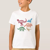 Set silhouettes van verschillende dinosaurussen t-shirt (Voorkant)