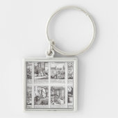 Set speelkaarten die satirisch weergeven sleutelhanger (Voorkant)