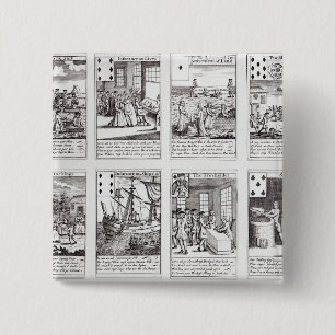 Set speelkaarten die satirisch weergeven vierkante button 5,1 cm