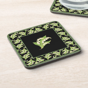 Set Square Onderzetters: Lily of the Valley, Black Drankjes Onderzetter