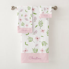 Set toallas de baño Flores y hojas de primavera Bad Handdoek