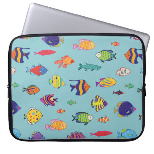 Set tropische vis. lijn naadloos patroon laptop sleeve