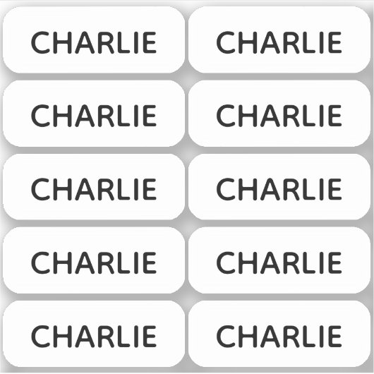 Set van 10 Eenvoudige Kleine Naamlabels Afgeronde  Sticker (Voorkant)