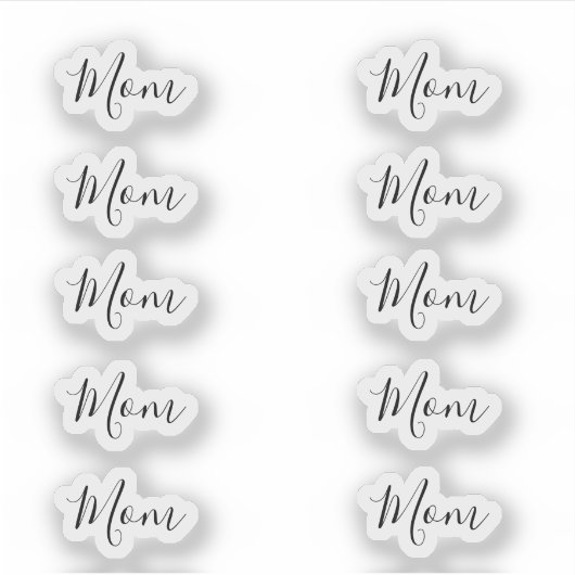 Set van 10 -Elegant Handtekening Script "Mom" Naam Sticker (Voorkant)