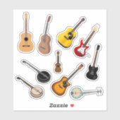 Set van 10 gitaarStickers | Instrument-Stickers Sticker (Vel)