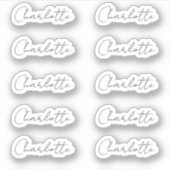Set van 10 | Kleine elegante scriptnaam Sticker (Voorkant)