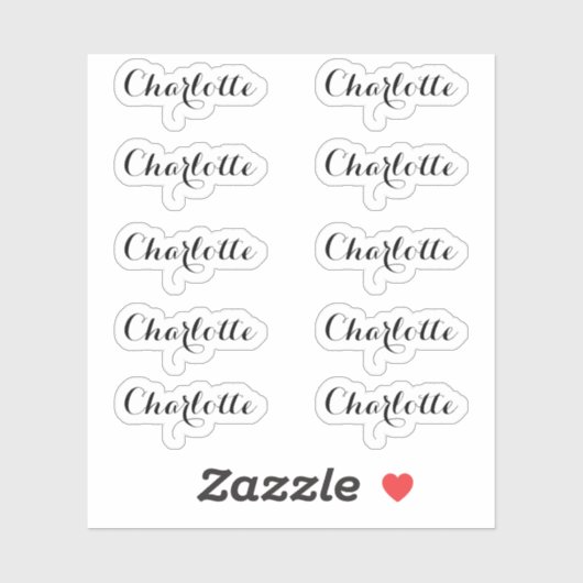 Set van 10 | Kleine elegante scriptnaam Sticker (Vel)