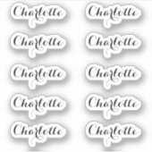 Set van 10 | Kleine elegante scriptnaam Sticker (Voorkant)