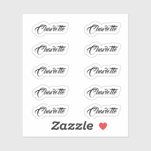 Set van 10 | Kleine elegante scriptnaam Sticker (Vel)