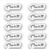 Set van 10 | Kleine elegante scriptnaam Sticker (Voorkant)