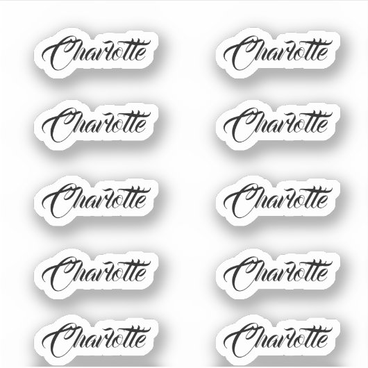 Set van 10 | Kleine elegante scriptnaam Sticker (Voorkant)