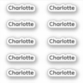 Set van 10 | Kleine elegante scriptnaam Sticker (Voorkant)