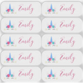 Set van 10 kleine, transparante Unicorn-labels Sticker (Voorkant)
