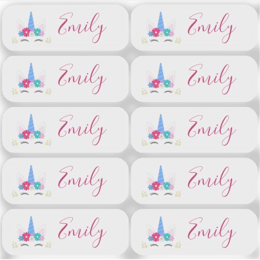 Set van 10 kleine, transparante Unicorn-labels Sticker (Voorkant)