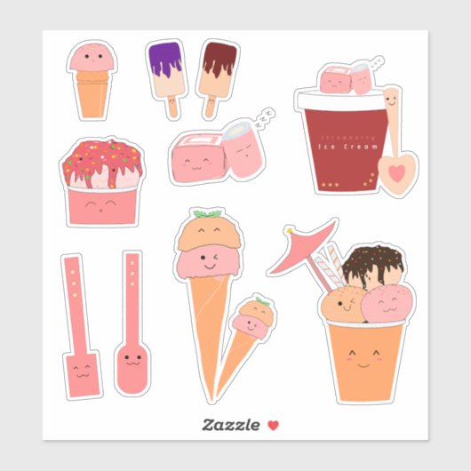 Set van 10 Sweet Things Design | Schattigee ijsjes Sticker (Vel)