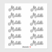 Set van 12 - Elegante scriptnaam Sticker (Vel)