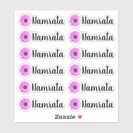 Set van 12 gepersonaliseerde naamstickers met made sticker (Vel)