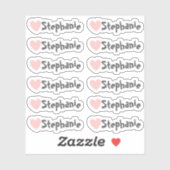 Set van 12 kleine speelse hartvormige naamlabels sticker (Vel)