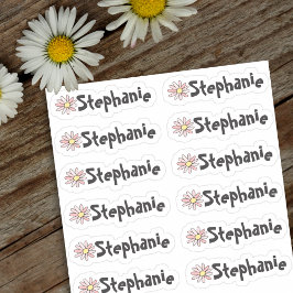 Set van 12 kleine speelse madeliefjesnaamlabels sticker