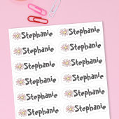 Set van 12 kleine speelse madeliefjesnaamlabels sticker