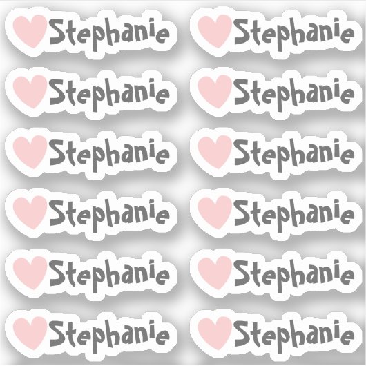 Set van 12 kleine whimsical Heart Name Labels (Voorkant)
