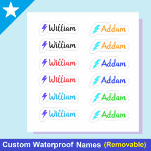 (Set van 12) Kleurrijke speelse naamstickers Sticker