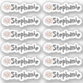 Set van 12 labels met kleine whimsical Daisy Name (Voorkant)
