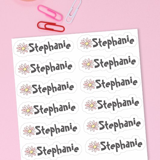Set van 12 labels met kleine whimsical Daisy Name