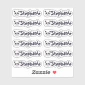 Set van 12 Mooie Pandanaamlabels Sticker (Vel)