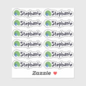 Set van 12 Mooie Pauw Naamstickers Sticker (Vel)