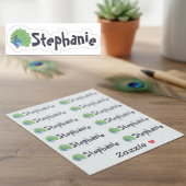 Set van 12 Mooie Pauw Naamstickers Sticker