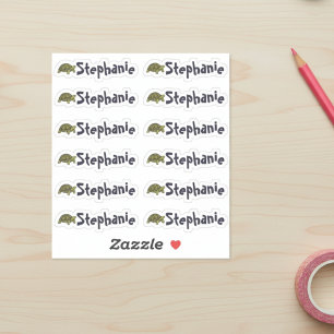 Set van 12 Mooie Schildpadnaamlabels Sticker