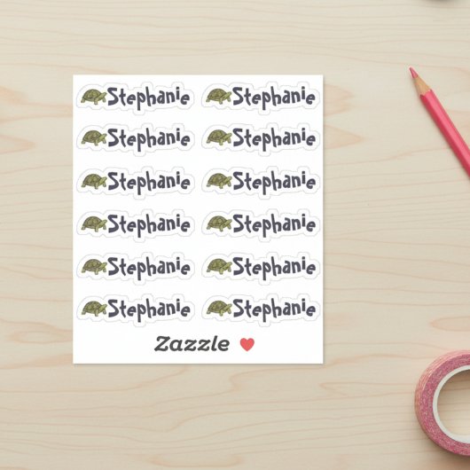 Set van 12 Mooie Schildpadnaamlabels Sticker
