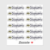 Set van 12 Mooie Schildpadnaamlabels Sticker (Vel)