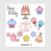Set van 12 verjaardagsstickers  sticker (Vel)
