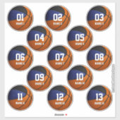 set van 13 blauwe zwarte teamkleuren basketbal sticker (Vel)