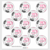 set van 13 meisjes roze zwarte voetbalploegen sticker (Vel)
