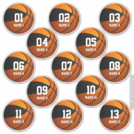 set van 13 zwarte oranje basketbal teamkleuren sticker