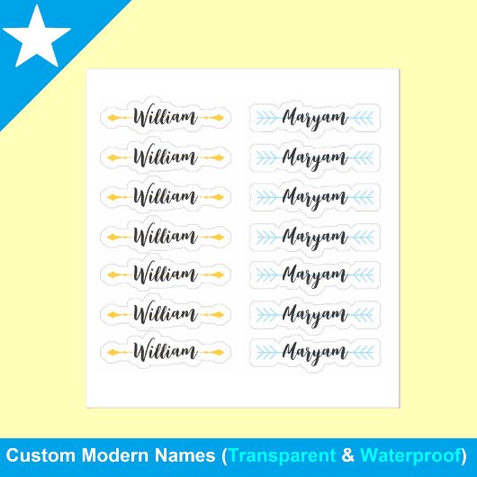 (Set van 14) Elegante handtekening Script Naam Sti Sticker