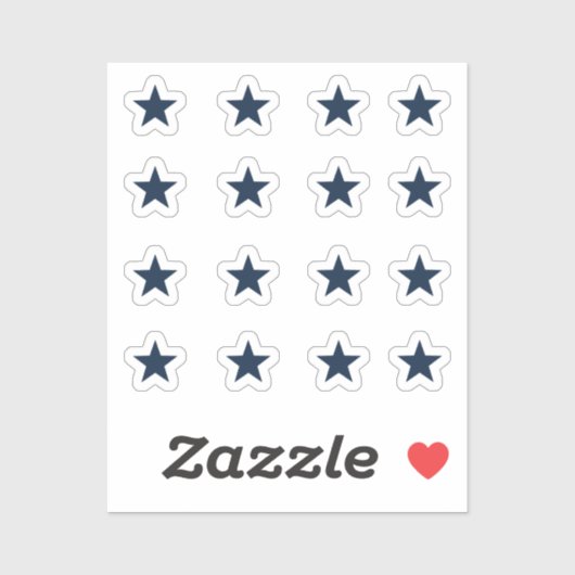 Set van 16 marineblauwe sterren sticker (Vel)