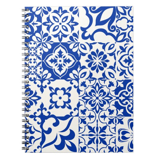 Set van 16 tegels Azulejos in blauw, wit. Originee Notitieboek (Voorkant)