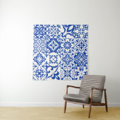 Set van 16 tegels Azulejos in blauw, wit. Originee Wandkleed (In situ)