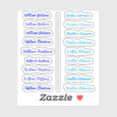 (Set van 18) Blauw Transparant Eenvoudige Naam Sti Sticker (Vel)
