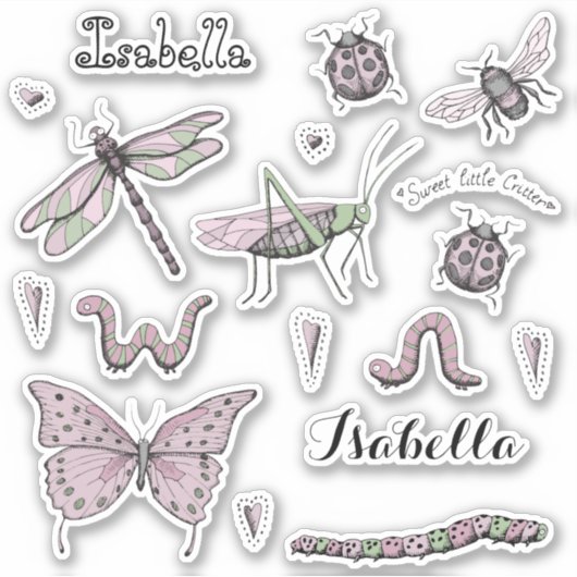 Set van 18  Blush Pink Sweet Little Critter Sticker (Voorkant)