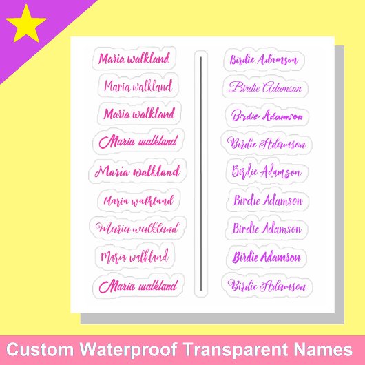 (Set van 18) Girly Transparant Eenvoudige Naam Sti Sticker