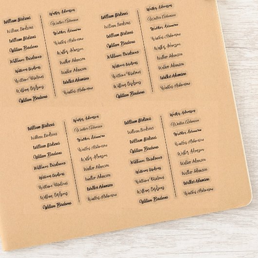 (Set van 18) Zwart Transparante Eenvoudige Naam St Sticker