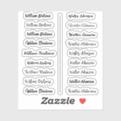 (Set van 18) Zwart Transparante Eenvoudige Naam St Sticker (Vel)