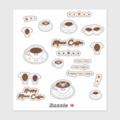 Set van 19 Kawaii Meow Coffee Vinyl Sticker (Vel)